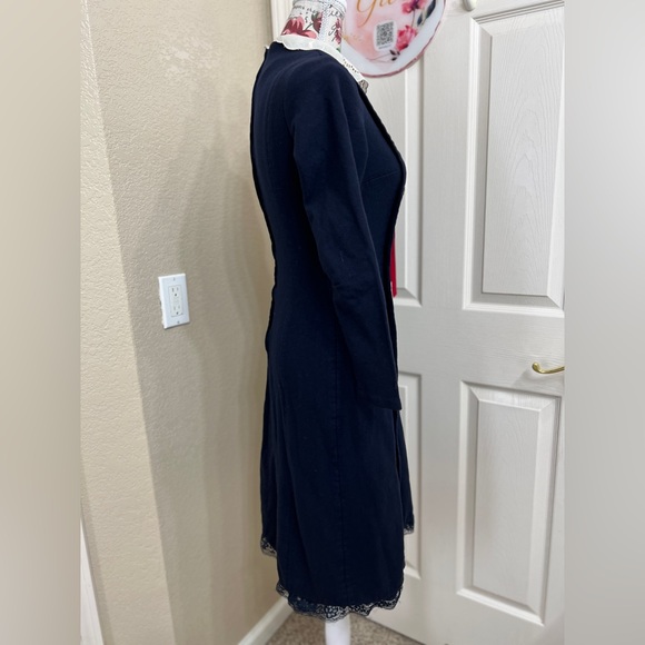 Chic Navy Double-Breasted Long Sleeve Dress - Picture 2 of 8